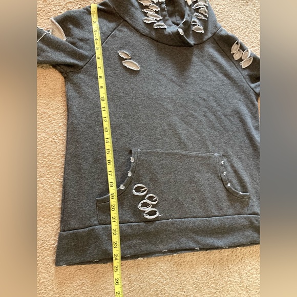 Chelsea DeBoer - Distressed Pull-Over - Hoodie - Grey - Size: Small - Picture 10 of 10